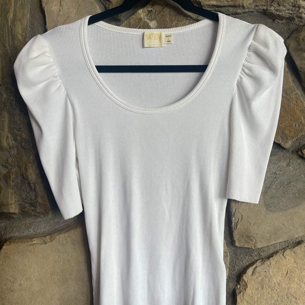 Nations Ltd - White Ribbed Pixie Tee - image 1